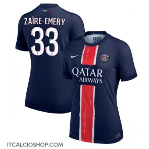 Paris Saint-Germain Warren Zaire-Emery #33 Prima Maglia Femmina 2024-25 Manica Corta
